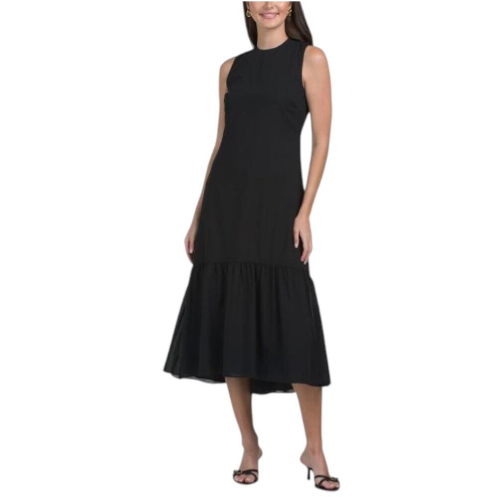 THEORY Wool Blend Tiered Tie Back Lightweight Dress